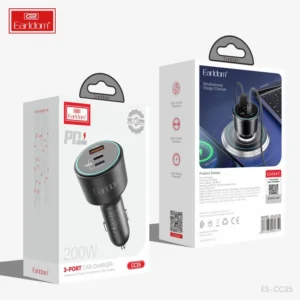 شارژر فندکی 200 وات 3 پورت ارلدام مدل ES-CC35